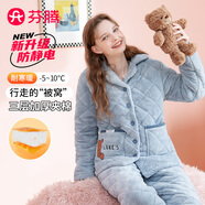 芬騰加厚加絨夾棉經(jīng)典翻領(lǐng)時(shí)尚長(cháng)袖睡衣家居服女睡衣