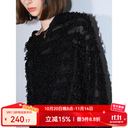 COCOBELLA慵懶風(fēng)微透視流蘇罩衫女松弛感休閑毛邊針織衫SE7006-2 黑色 L