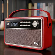 朗技D29木質(zhì)藍牙音箱復古插卡收音機定時(shí)開(kāi)關(guān)音樂(lè )鬧鐘雙喇叭充電 尊貴紅 官方標配