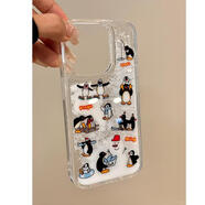 沉霄新款流沙手機殼企鵝雪人適用蘋(píng)果16promax小米15MATE70保護套 大孔流沙殼-透明-LSYY企鵝雪人 OPPOA53#A32