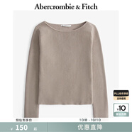 Abercrombie & Fitch女裝24秋冬美式復(fù)古百搭簡(jiǎn)約船領(lǐng)修身長(zhǎng)袖針織衫150-4258 棕褐色 XS (160/84A)