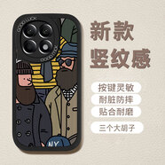 圖吉塔 適用紅米k70至尊版手機殼新款k60pro高顏值歐美插畫(huà)全包防摔硅膠軟殼油畫(huà)浮雕潮牌梵高情侶 經(jīng)典黑-豎紋三個(gè)大胡子+膜 紅米70pro