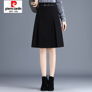 皮爾卡丹（pierre cardin）2025新款毛呢半身裙女秋冬短裙高腰百褶裙顯瘦氣質(zhì)OL打底a字裙子 黑色 毛呢款 HY-3508 XL