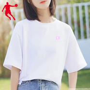 喬丹 短袖t恤女2024夏季新款圓領(lǐng)透氣舒適運動半袖T恤衫跑步健身服女 白色(logo) M /170
