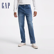 GAP男裝水洗中腰直筒牛仔褲百搭簡(jiǎn)約休閑長(zhǎng)褲613708 中度水洗 190/100B(36) 亞洲尺碼