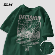 GLM美式短袖男休閑大碼設(shè)計(jì)感男士純棉t恤潮流寬松重磅學(xué)生半袖上衣