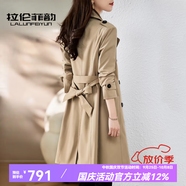 拉倫菲韻高端品牌 風(fēng)衣女中長(cháng)款2025春秋新款韓版收腰顯瘦小個(gè)子大衣外套 卡其 M 【80-100斤】