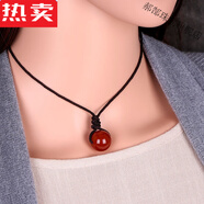 QKX香港潮牌民族風(fēng)飾品配飾項鏈百搭簡(jiǎn)單復古棉麻服飾掛件長(cháng)款好看的 紅瑪瑙鎖骨鏈