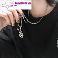 少凡歐美風(fēng)嘻哈鎖骨鏈網(wǎng)紅潮雙層粗鏈條字母吊墜頸鏈項鏈女短鏈2410# 2401兔子項鏈