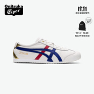 Onitsuka Tiger鬼塚虎MEXICO 66?秋冬男女復(fù)古燙金休閑小白鞋 白色/深藍色 37.5