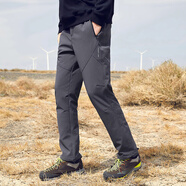 拓路者（Pioneer Camp）藏狼戶外登山褲男防風(fēng)加絨保暖直筒軟殼休閑褲男士長(zhǎng)褲子冬季中年 灰色 XL