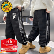 G.DUCKKIDS男童羽絨褲子2025秋冬新款兒童加絨加厚冬季中大童男孩保暖棉 黑色 120 cm