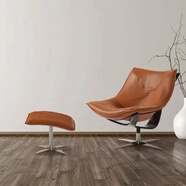 今森一木搖搖椅成人360度旋轉現代簡(jiǎn)約輕奢樣板房休閑椅靠背椅旋轉搖椅 棕色 一套