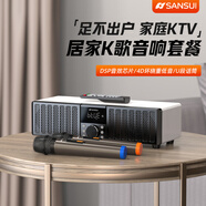 山水（SANSUI）N15家用無線藍(lán)牙音響低音炮桌面ktv功放無損HiFi音箱專業(yè)音樂播放器客廳電視小型擴(kuò)音器音箱 【家庭KTV音響】白N15旗艦雙麥 【4D環(huán)繞震撼重低音桌面音響】