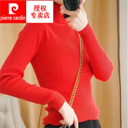 皮爾卡丹（pierre cardin）秋冬經(jīng)典百搭高領(lǐng)毛衣女修身顯瘦內(nèi)搭薄款長(zhǎng)袖短款針織衫打底衫羊 大紅色 2XL