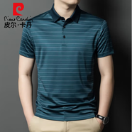 皮爾卡丹輕奢高端 【夏季】冰絲短袖男薄款半袖體恤夏季男士絲光短袖T恤 松石蘭 M 170