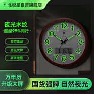 北極星（POLARIS）掛鐘客廳臥室自動對時夜光時鐘辦公簡約時鐘萬年歷石英鐘掛表38cm