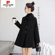 皮爾卡丹（pierre cardin）高端紅色斗篷雙面呢絨大衣女2024春秋新款寬松顯瘦A版毛外套 黑色 S 【建議125斤以?xún)取?
                                         title=