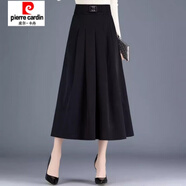 皮爾卡丹（pierre cardin）毛呢半身裙女秋冬新款中長(zhǎng)款大擺傘裙高腰顯瘦遮胯大碼A字長(zhǎng)裙潮 西裝面料黑色(帶裝飾) 裙長(zhǎng)80cm 2XL 【125-135斤】