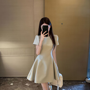 GARNUO綠色短袖連衣裙子女夏季2025新款法式小個(gè)子高級(jí)感禮服裙收腰短裙 綠色【短袖短款】 S 【80-100斤】