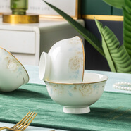 旺昌景德鎮(zhèn)陶瓷盤子套裝創(chuàng)意簡約深菜盤子家用魚盤西餐盤碟子餐具組合 國色天香4.5英寸高腳碗6只