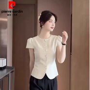 皮爾卡丹2026夏季新款韓版洋氣感高端時(shí)裝小香風(fēng)馬甲闊腿褲套裝女 單白色馬甲 L 建議 95-105 斤