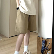 DOGHC大童女裝13到15歲夏季短袖長(cháng)褲兩件套初中高中學(xué)生女孩運動(dòng)裝顯瘦 卡其色短褲-單件 薄款 160 L 建議105-120斤