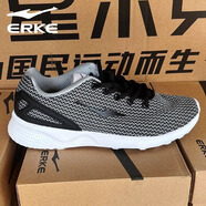 鴻星爾克（ERKE）清倉(cāng)女鞋運(yùn)動(dòng)鞋2024年秋冬季新款網(wǎng)面透氣跑步鞋休閑減震輕便女士 2030正黑/大象灰 37