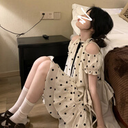 GOCHIEI法式波點露肩連衣裙子女夏季2025新款甜美小個子氣質(zhì)掛脖吊帶短裙 圖片色 40-45kg-S