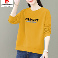 皮爾卡丹純棉衛衣女2025新款潮韓版春秋季寬松顯瘦百搭短款上衣外套女 姜黃色 L 建議100-110斤