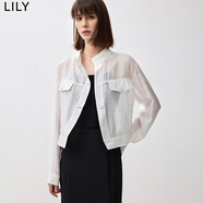 LILY輕盈微光感不對稱設(shè)計莫代爾工裝風(fēng)薄款短外套女 601白色 XL