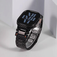 MR.MULL星圖機械風(fēng)不銹鋼接口軟TPU蘋(píng)果手表帶iwatch256789se44金屬u(mài)ltra49鈦合金磁力扣碳纖維保護殼套45 碳纖維框亮黑+機械真碳纖維帶黑 44mm(4/5/6/se/1/2/3代)