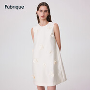 Fabrique白玉山茶絲毛混紡立體珍珠裝飾花連衣裙女春夏新款 白 M