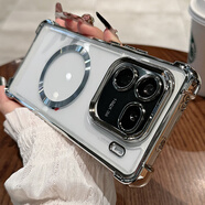 LNXXS電鍍透明四角氣囊磁吸適用iqooz10turbo手機殼z9turbo自帶鏡頭膜iqooneo11全包硅膠neo10防摔保護 磁吸款【銀色】TPU四角氣囊防摔軟殼 iQOO Z9 turbo