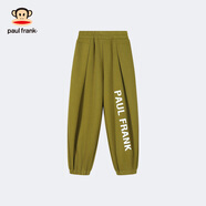 大嘴猴（paul frank）童裝休閑長(cháng)褲2025春秋款男女童運動(dòng)褲寬松舒適中大童潮流束腳褲 咸菜綠 140