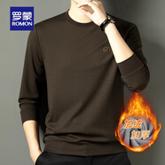 羅蒙（ROMON）長(zhǎng)袖T恤男士圓領(lǐng)衛(wèi)衣春秋中青年內(nèi)搭套頭加絨加厚打底衫保暖上衣 3T496W8R咖色 加絨 XL 180 （適合150-170斤）