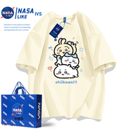 NASALIKE日系軟萌卡通印花chiikawa烏薩奇短袖吉伊卡哇T恤小八宅系體恤衫 杏色chiikw XL130-145斤
