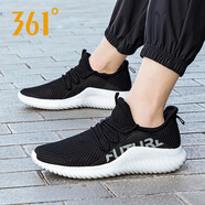 361°男鞋跑步鞋透氣網(wǎng)面鞋子春秋季新款網(wǎng)鞋輕便耐磨男款休閑運動(dòng)鞋 烏黑色/太空灰 42