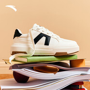 安踏（ANTA）A道丨休閑低幫板鞋女經(jīng)典小白鞋百搭運動(dòng)鞋 象牙白/基礎黑-2 36