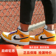 耐克（NIKE）男女鞋Air Jordan 1 AJ1 鴛鴦籃球運動(dòng)鞋板鞋中幫海外直郵 852542-BQ6931-700 湖人紫金 35.5