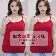 大碼吊帶背心女士胖MM200斤夏季打底衫寬松加肥加大特大號內搭 酒紅+酒紅(2件裝) 3XL(適合體重130-150斤)