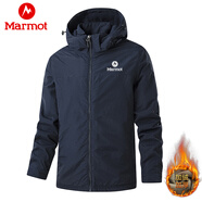 土撥鼠（Marmot）沖鋒衣男士戶(hù)外登山外套春秋冬季防風(fēng)防水運動(dòng)休閑連帽夾克 藍色-加絨 2XL