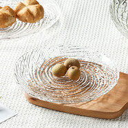 億嘉（IJARL） 玻璃果盤(pán)家用甜品盤(pán)輕奢高級感點(diǎn)心盤(pán)水果盤(pán) 滄海盤(pán)透明中號