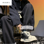 快樂(lè)嘉人（加絨款 常規(guī)款）杭瑞時(shí)尚潮牌牛仔褲2022秋冬新款青少年百搭加 黑色加絨 M
