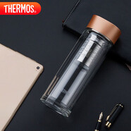 膳魔師（THERMOS）雙層玻璃杯400ml男女茶杯水紋行者系列帶茶漏TCGB-400-D-GD 金色