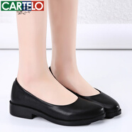 卡帝樂鱷魚 CARTELO 職業(yè)黑工作鞋小皮鞋女舒適單鞋 KDLDX-9577 黑色 41 