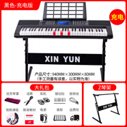 新韻智能電子琴初學(xué)者成年人兒童幼師專用專業(yè)61鍵多功能家用教學(xué)琴 395黑色+大禮包+Z琴架【智充款】
