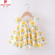 皮爾卡丹（pierre cardin）女童連衣裙全棉夏季新款寶寶公主裙小女孩裙子韓版兒童背心裙短袖 金色 小花 80cm