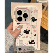 電小嘟 鏤空絲帶黑白貓咪適用蘋果15promax可愛手機殼iphone14plus粉色小米13愛酷vivoiqoo12華為mate60 【粉色鏤空絲帶黑白貓】太空殼 小米其他型號請備注