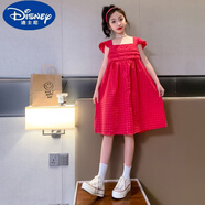 迪士尼（Disney）女童連衣裙夏裝裙子格子裙小女孩童裝洋氣無(wú)袖公主裙新款 小黑米&大美麗格子連衣裙 110cm(110cm)
